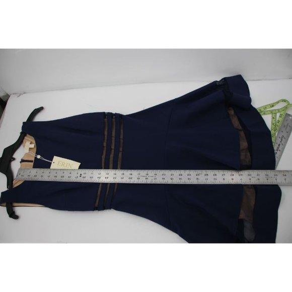 NWT $295 ERIN Fetherston women's size 4 sleeveless fit & flare dress navy blue - Picture 7 of 14